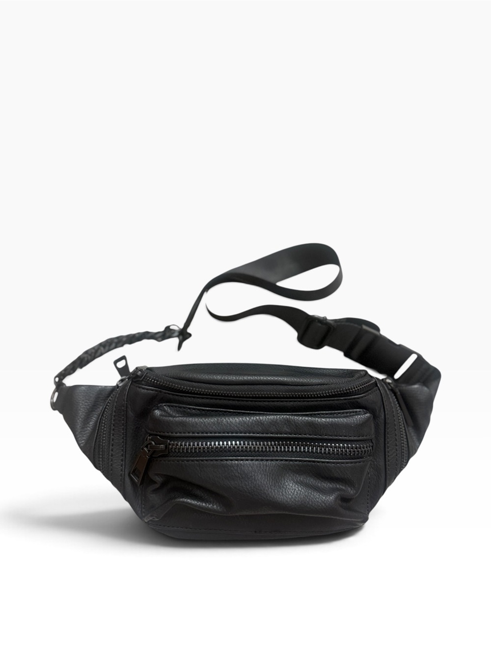 Black Leather Men’s Waist Bag / Crossbody Sling